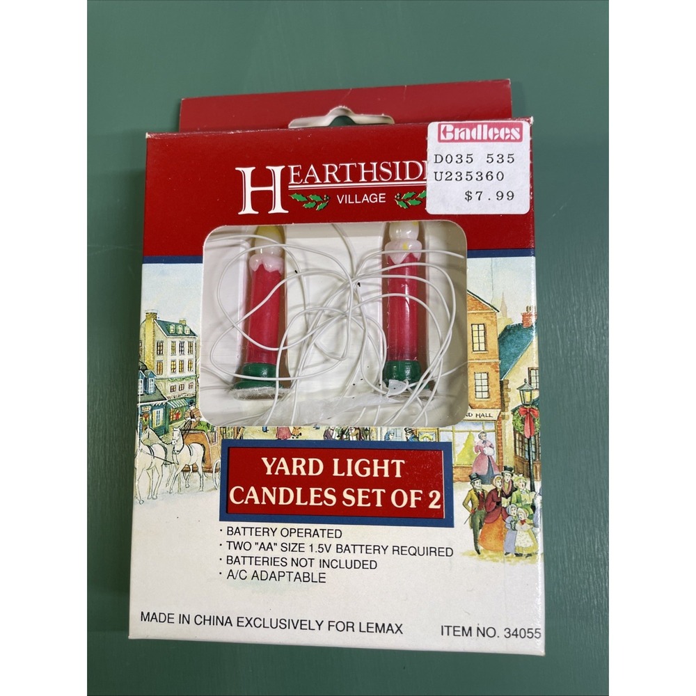 Vintage 1993‎ Lemax Dickensvale Dual Power Candle Yard Lights Retired 34055